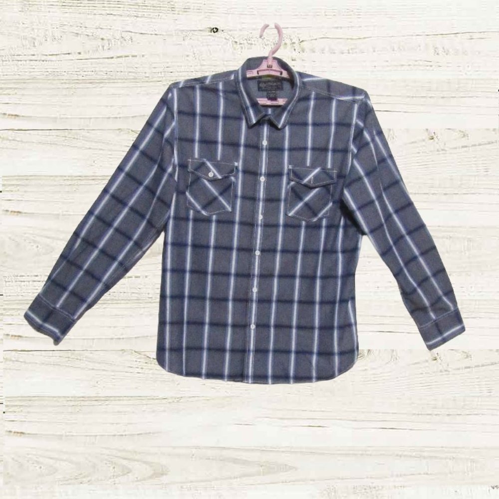 American rag  size XL mens shirt long sleeve grey plaid